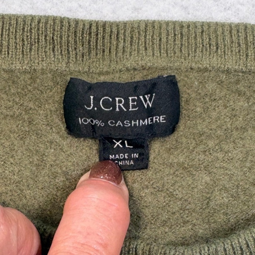 J.Crew Kids XL Olive Green 100% Cashmere Crewneck Sweater Long Sleeve Knit - Picture 3 of 6